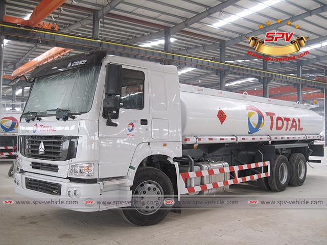 Front Left View of Fuel Tanker Sinotruk for Gambia "TOTAL" (6X4, 20,000 liters)
