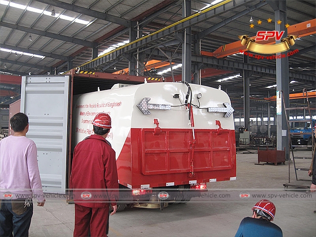 Road Sweeper JAC (right hand drive) is being loaded into container